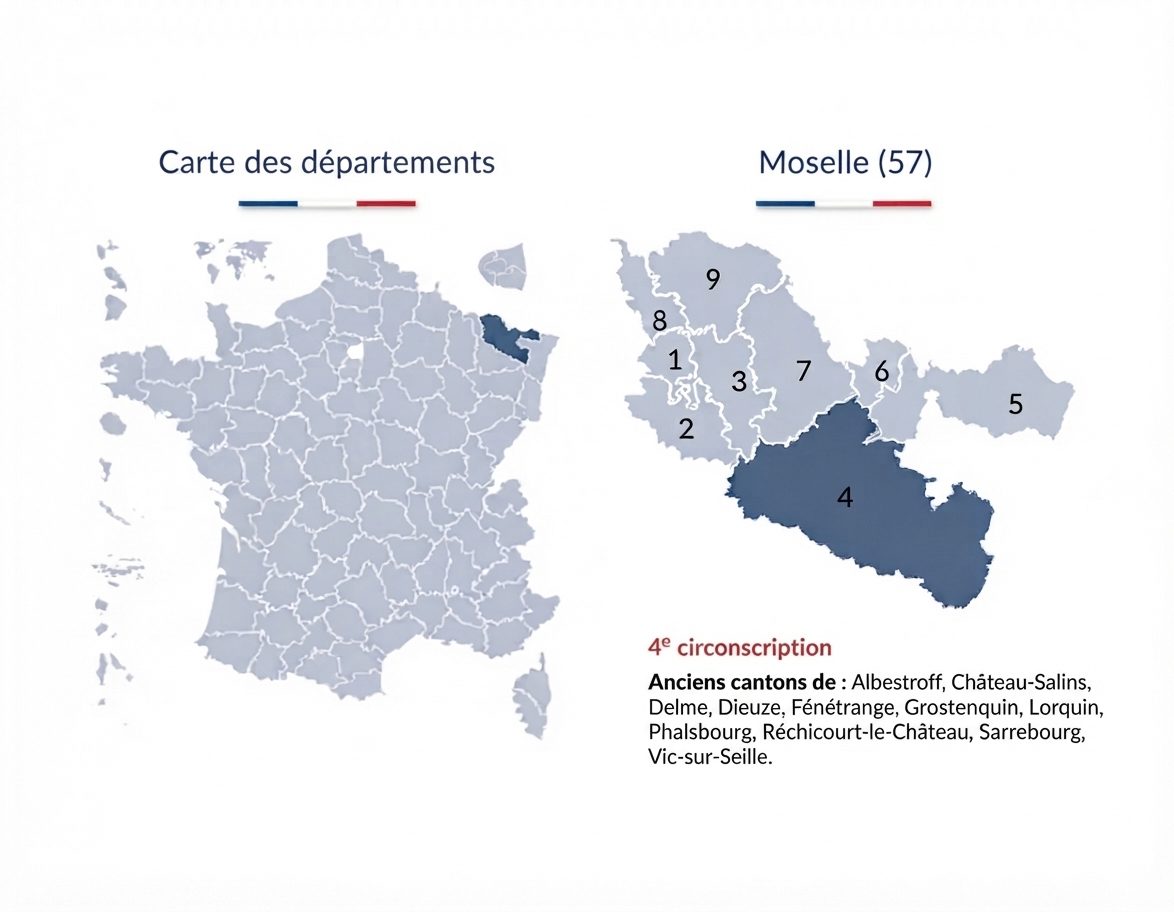 Carte des départements et de la Moselle — 4ᵉ circonscription